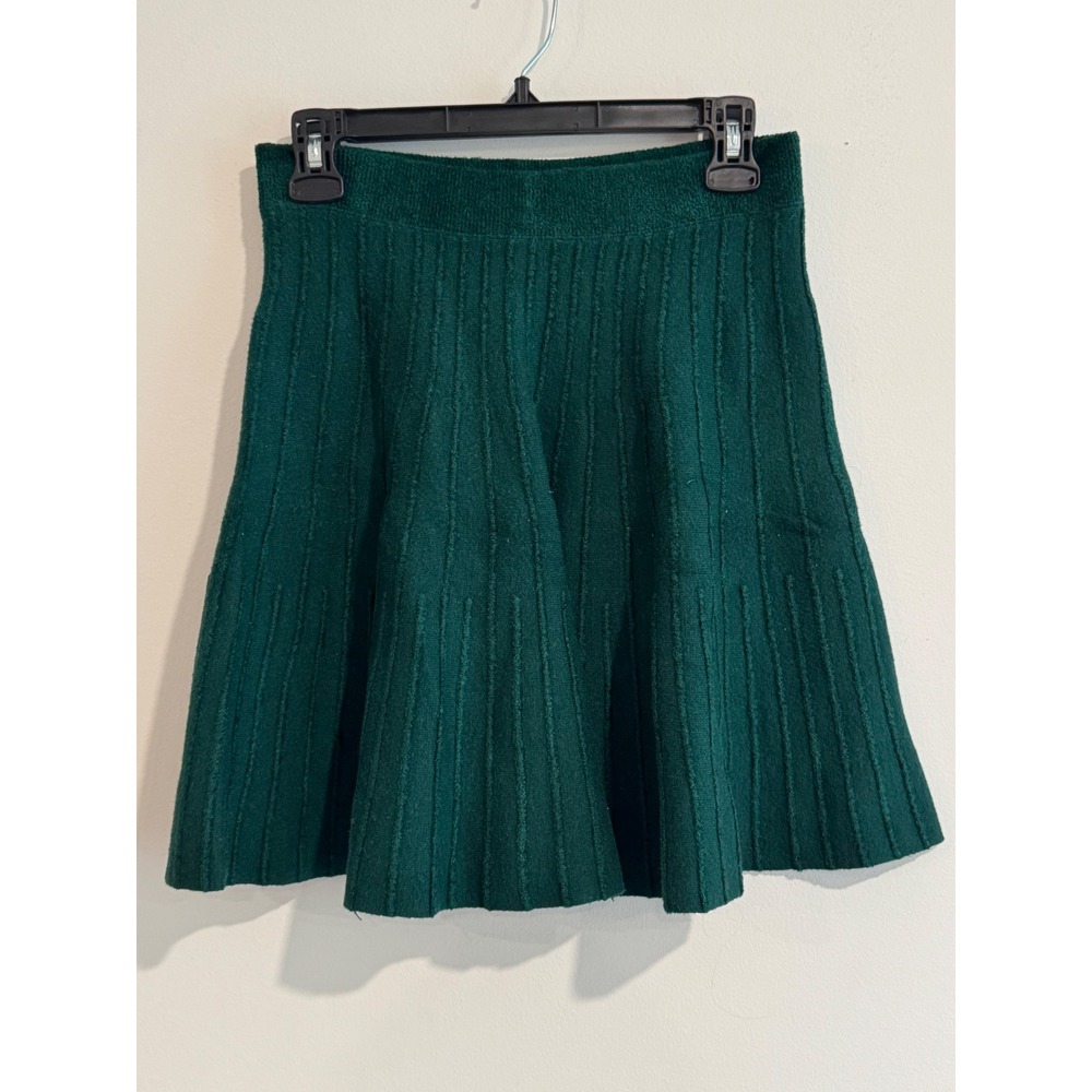 Meadow Rue Anthropologie Ribbed Knit Skirt Womens Medium Green Fit and Flare